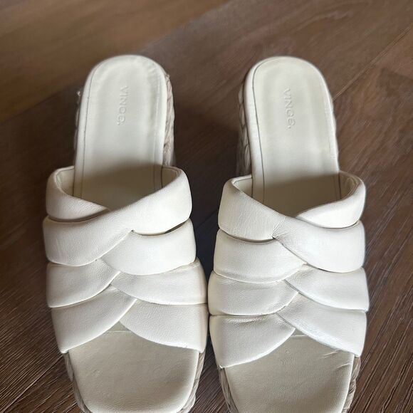 Vince Gilian Square Toe Woven Strap Espadrille Wedge Heel Sandals - Picture 5 of 13